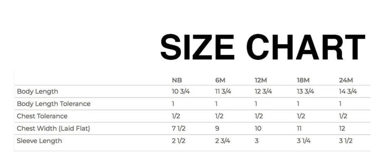 The image is a size chart that provides color options for various clothing items, including a white, black, blue, red, and yellow color palette.