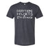 The image is a gray t-shirt with white text printed on it.