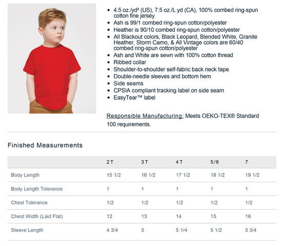 The image is a finished measurement of a young boy wearing a red shirt.