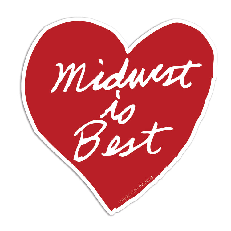 Sticker - Midwest is Best Red Heart - Waterproof Vinyl 3in
