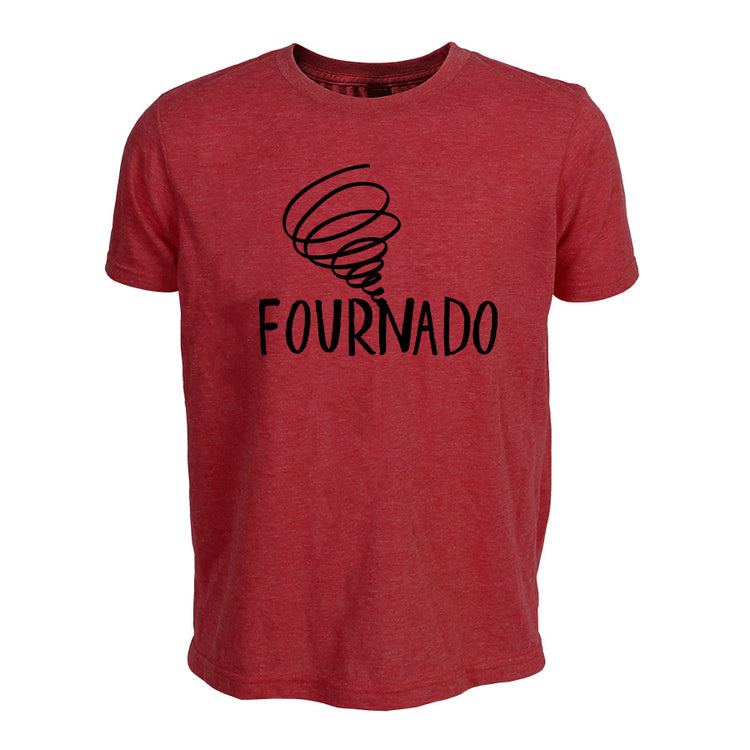 A red t-shirt with the text "FOURNADO" printed on it.