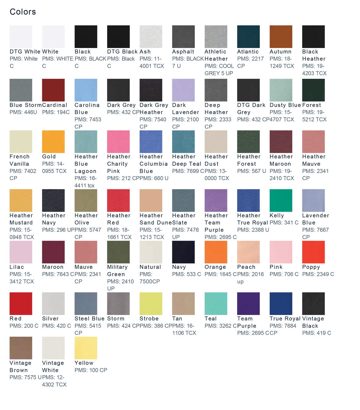 a color chart of different shades of paint