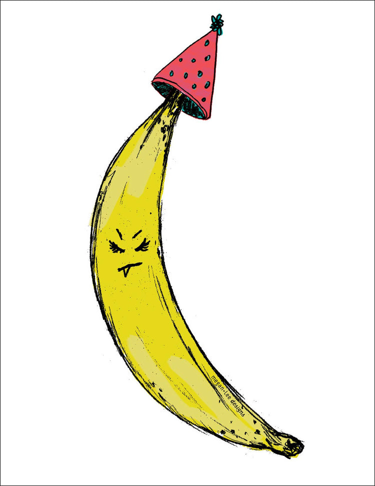 Banana with Party Hat Birthday Funny Notecard