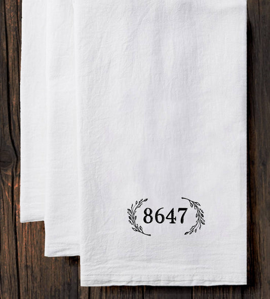 Cotton Tea Towel – Hand Printed Flour Sack Towel with Hanging Loop by Megan Lee Designs