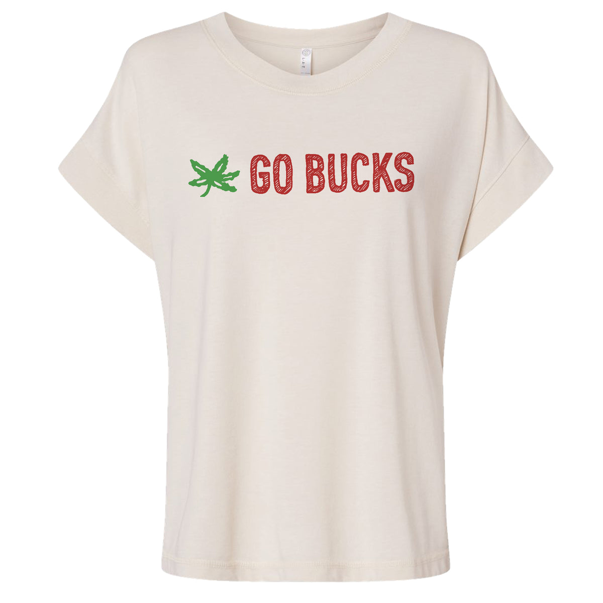 A white t-shirt with the text "GO BUCKS" printed on it.