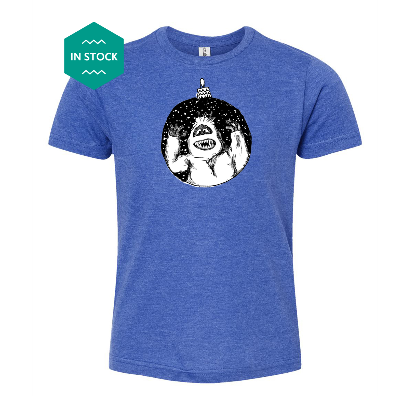 a blue t - shirt with a gorilla wearing a party hat