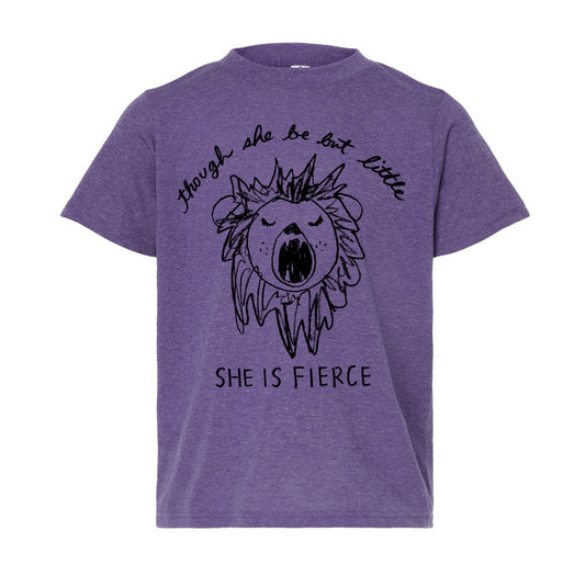 a purple t - shirt with an image of a lion on it