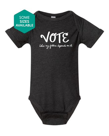 a black bodysuit with the words vote on it