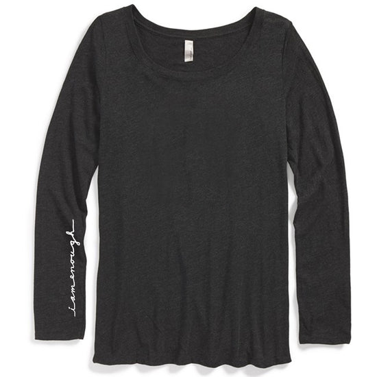 A black long-sleeved shirt with a simple, classic design.
