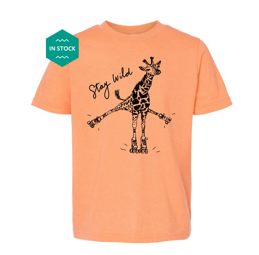 an orange shirt with a giraffe on it