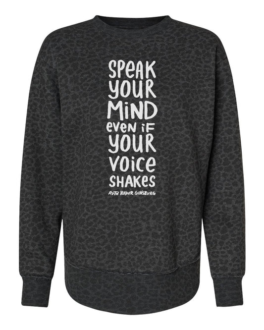 A black and gray sweatshirt with a motivational quote printed on it.