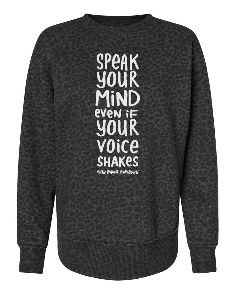 A black and gray sweatshirt with a motivational quote printed on it.