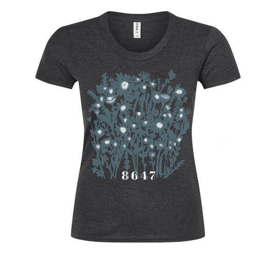 Women's Floral Tee – Hand Printed Shirt 8647 | Soft Cotton Eco Friendly Tee