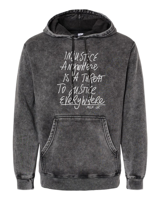 a black hoodie with white writing on it