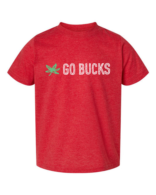A red t-shirt with the text "GO BUCKS" printed on it.