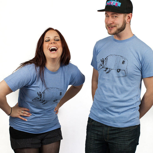 Unisex Tri-Blend Tee – Armadillo T-Shirt | Hand Printed Soft Breathable Fabric