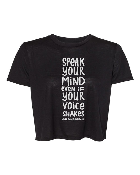 Speak Your Mind : Women's Flowy Crop Tee (Black)
