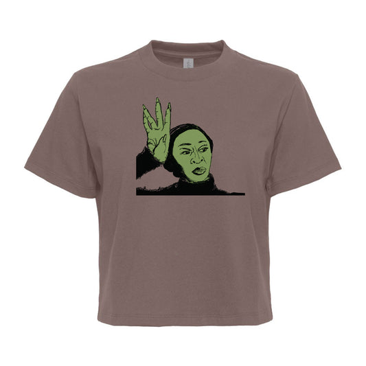 Women's Boxy Crop Tee - Hand Printed Elphaba Shirt | Organic Cotton Tee
