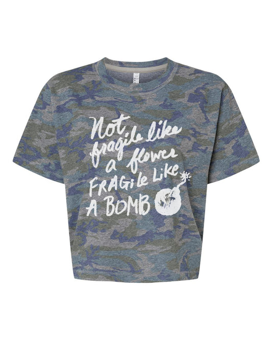 Flower Bomb Crop Tee – Women's Graphic Floral Print Soft Cotton Top