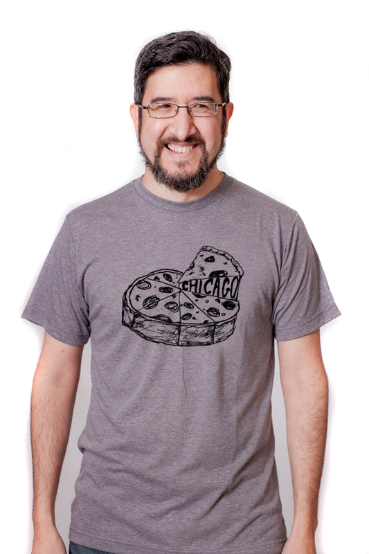 Chicago Pizza Tee - Unisex Tri-Blend Shirt With Soft Cotton & Graphic Print