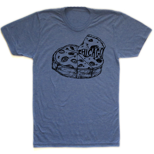 Chicago Pizza Tee - Unisex Tri-Blend Shirt With Soft Cotton & Graphic Print