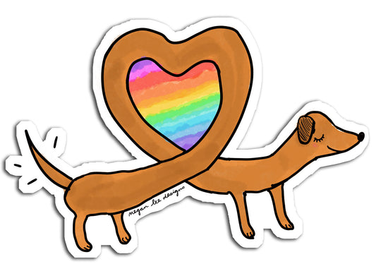 Rainbow Dog Sticker – Premium Laminated Waterproof Vinyl Decal by Megan Lee Designs