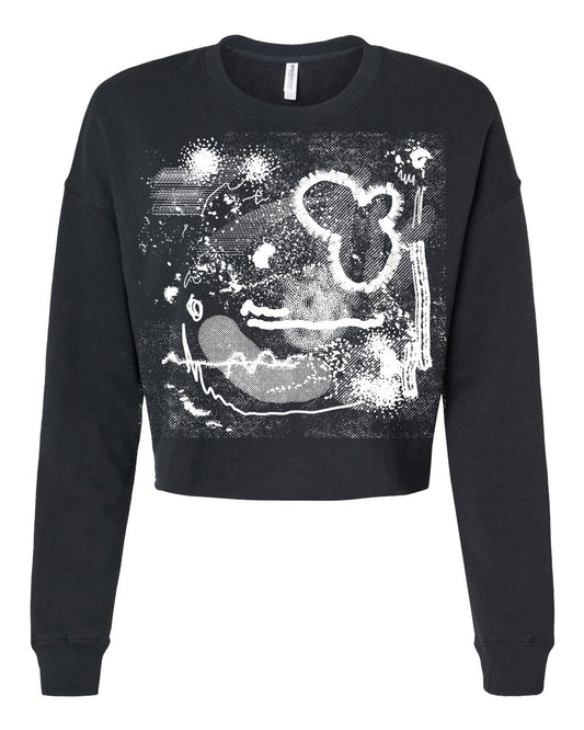 Crop Pullover - Doodle Design Soft Women's Sweatshirt | Hand Printed, Machine Washable FINAL SALE