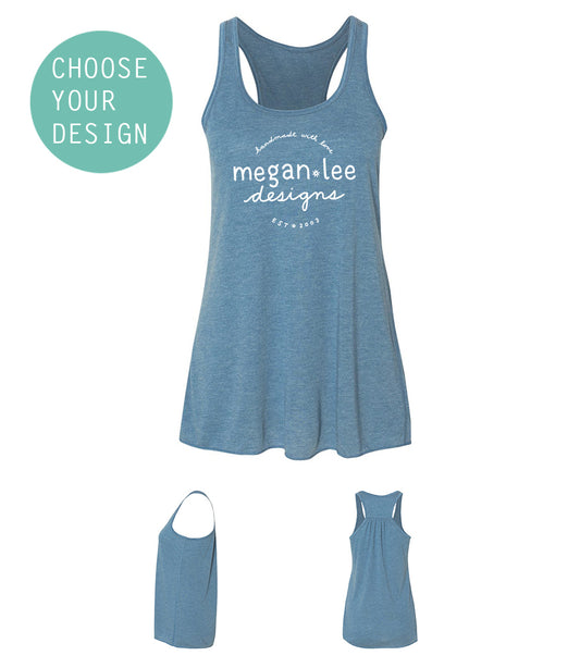 Women's Flowy Tank - Soft Cotton, Eco Friendly Hand Printed Apparel by Megan Lee Designs