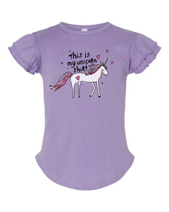 Unicorn Shirt : Kids Flutter Sleeve Toddler Tee