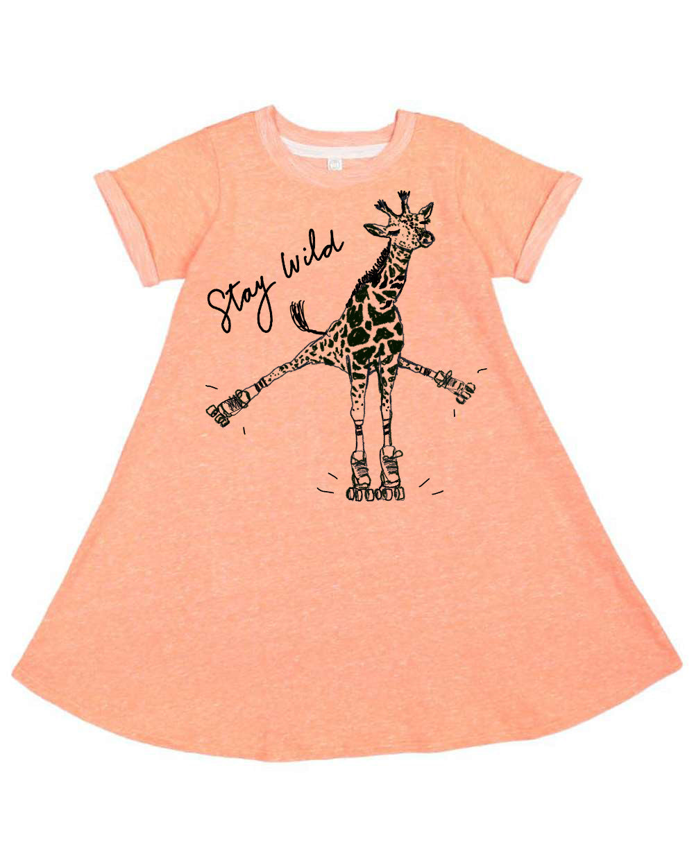 Girls Dress Stay Wild – Organic Cotton Wildlife Themed Hand Drawn Casual Summer Dress