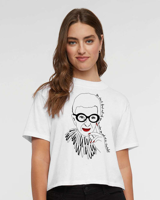 Women's Crop Tee – Iris Apfel Shirt | Soft Cotton Jersey Graphic T-Shirt