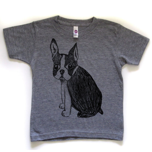 Boston Terrier Kids Tee – Hand Printed Cotton T-Shirt With Soft Fabric