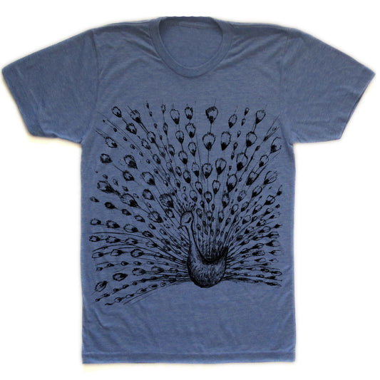 Unisex Tri-Blend Tee – Fanned Peacock Shirt With Artistic Bird Design | Soft Cotton