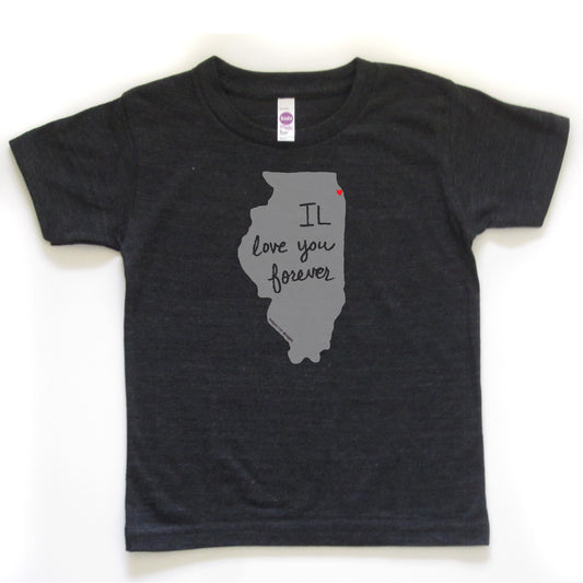 Illinois Kids Tee - Hand Printed Soft Cotton T-Shirt With Colorful Ink Print