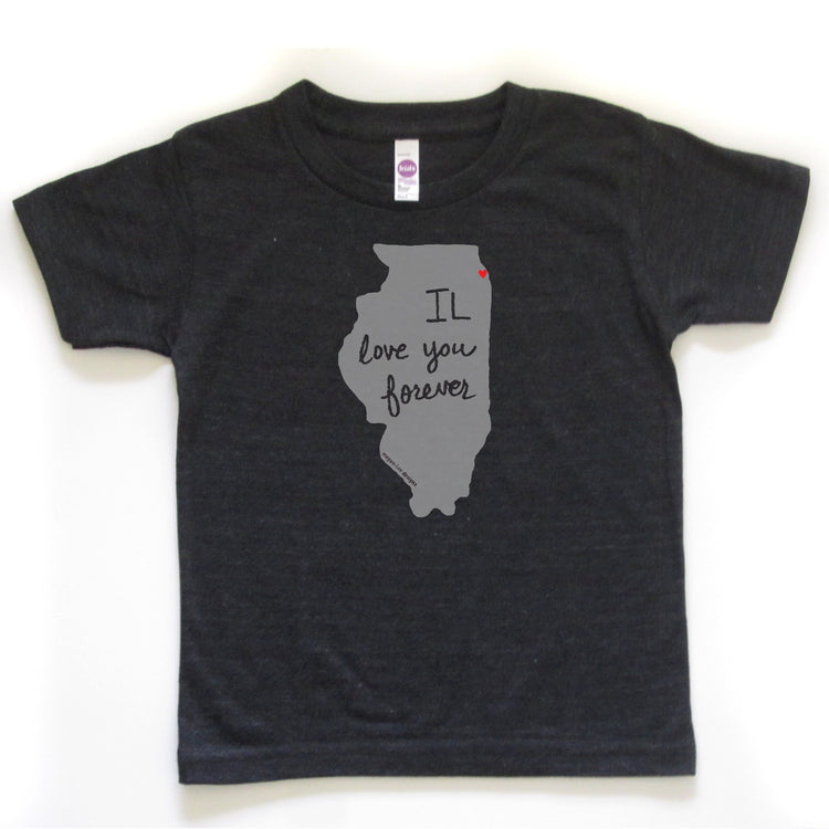 Illinois Kids Tee - Hand Printed Soft Cotton T-Shirt With Colorful Ink Print