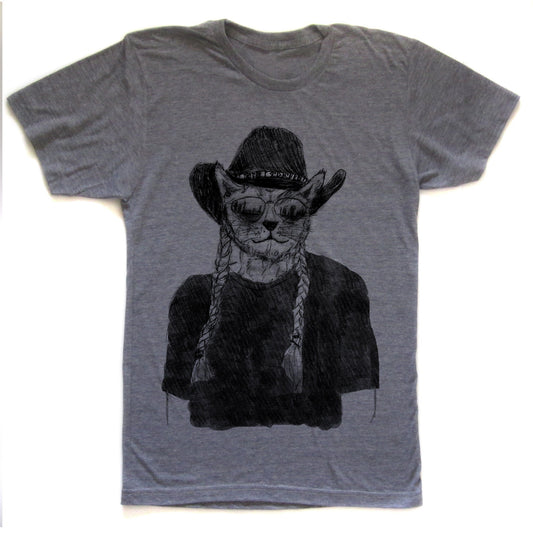 Unisex Cat T-Shirt – Willie Cat Graphic Tee | Soft Tri-Blend Cotton Shirt