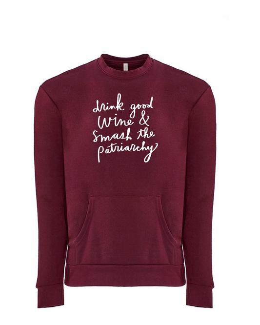 Unisex Pullover Sweatshirt - Soft Cotton Casual Wine Sweatshirt with Kangaroo Pocket
