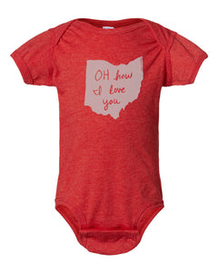 Ohio OH how I love you : Baby Bodysuit (Heather Red)
