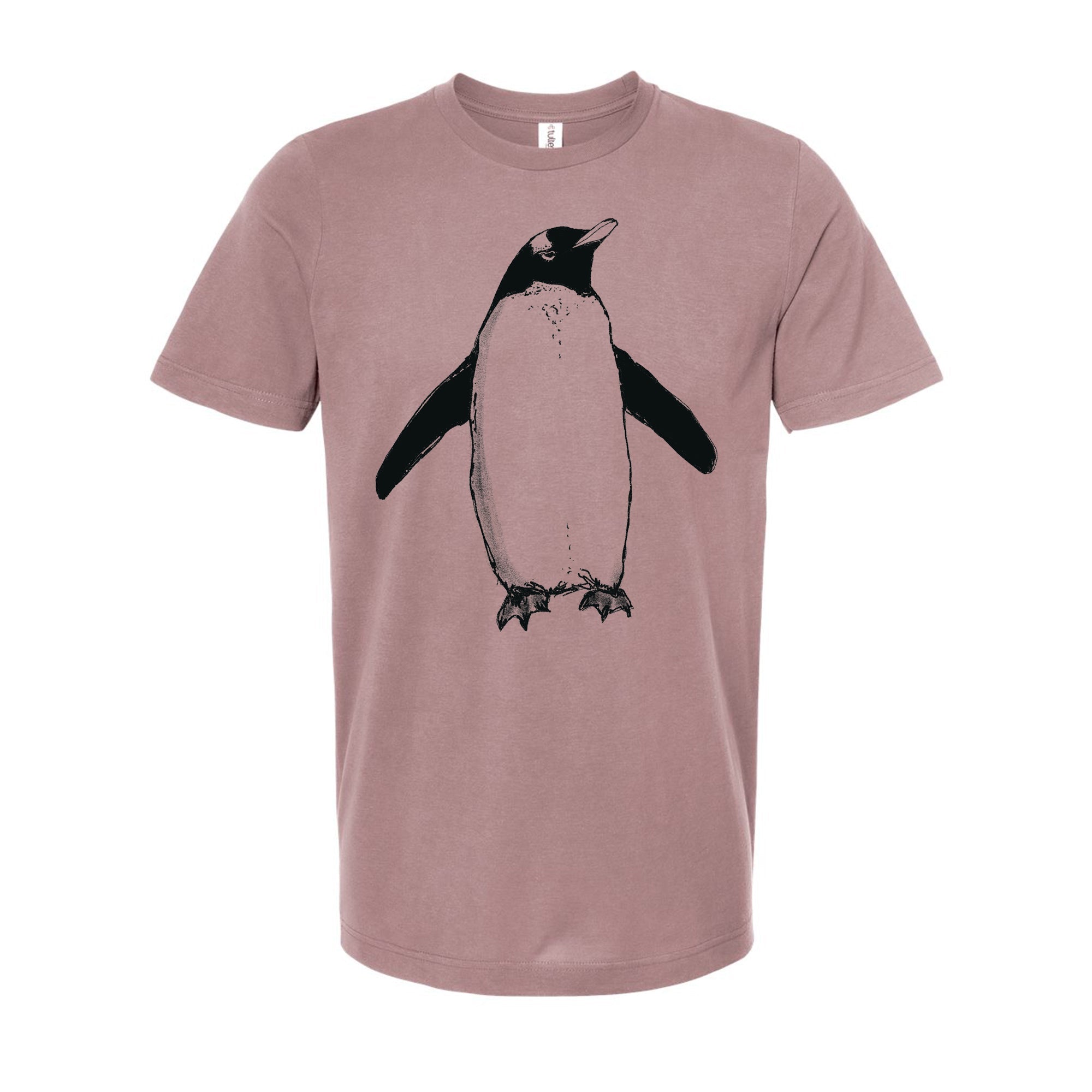 Unisex Penguin Tee – Hand Printed Eco Friendly Shirt With Soft Cotton Fabric