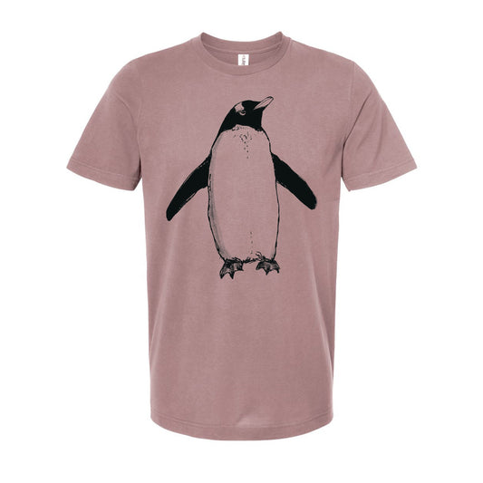 Unisex Penguin Tee – Hand Printed Eco Friendly Shirt With Soft Cotton Fabric