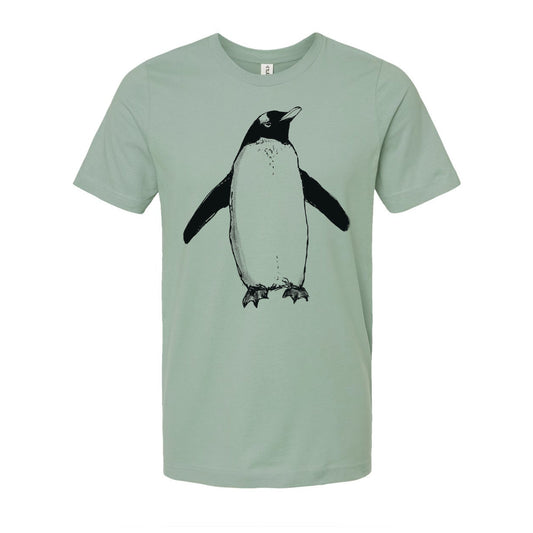 Unisex Penguin Tee – Hand Printed Eco Friendly Shirt With Soft Cotton Fabric
