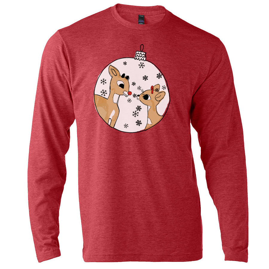 Rudolph : Unisex Long Sleeve (Heather Red)