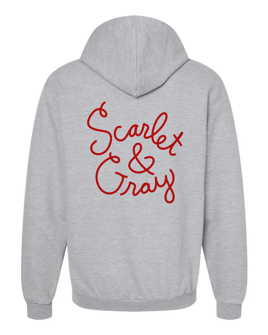 Zip Hoodie Unisex Soft Cotton Scarlet Gray – Brass Zipper Jacket by Megan Lee Designs