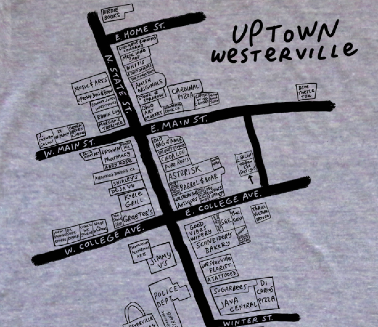 Uptown Westerville Map : Women's Tee