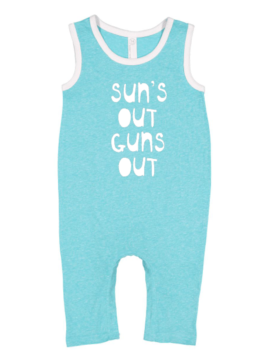 Suns Out Guns Out : Baby Romper (Caribbean)