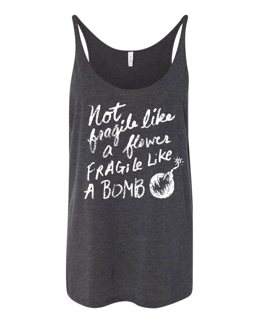 Flower Bomb Tank - Loose Soft Cotton Tank Top For Women | Hand Printed Floral Graphic