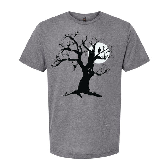 Unisex Spooky Tee – Soft Tri Blend Graphic T Shirt With Spooky Tree Design