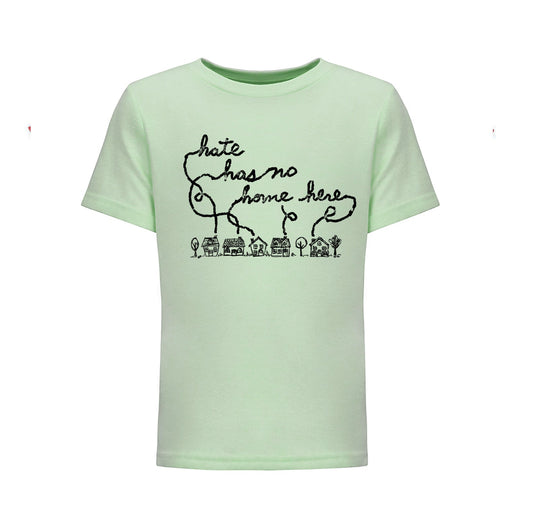 Kids Hate No Home Tee – Hand Printed Cotton Kids Graphic Tee With Social Justice Message