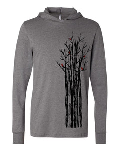 Winter Trees : Unisex T-shirt Hoody  (Heather Gray)