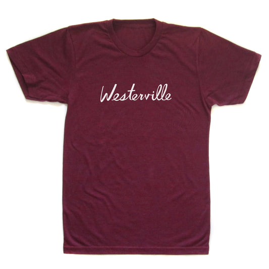 Unisex T Shirt Westerville Script – Screen Printed Tee With Hand Drawn Design